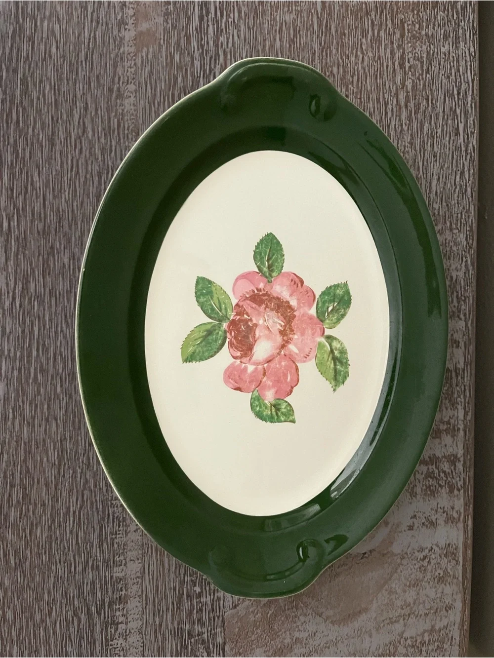 Vintage Taylor, Smith & Taylor (TS&T) oval handled ceramic serving platter
